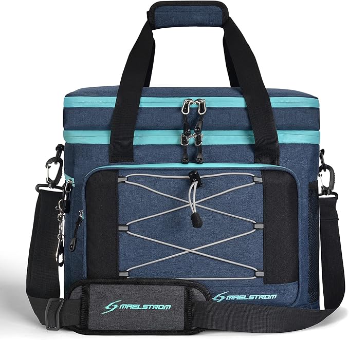 Maelstrom Portable Collapsible Soft Cooler Bag – 24/30/60 Cans Double-Deck Leakproof Ice Chest for Beach, Camping & Grocery