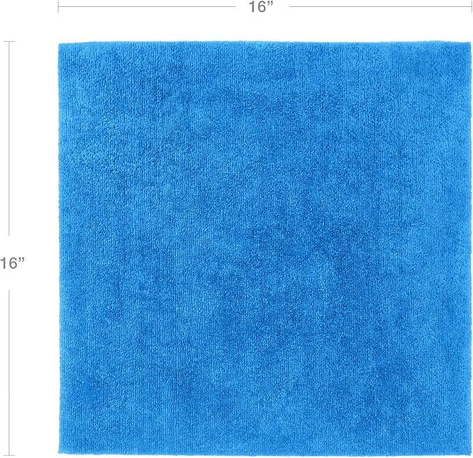 Eurow Ultrasonic Cut 300 GSM Microfiber Cleaning Towels, Streak-Free, Lint-Free, Ultra Absorbent, Scratch-Safe, for Auto Detailing, Home, Kitchen & Multipurpose Use, 16x16, 12-Pack, Blue