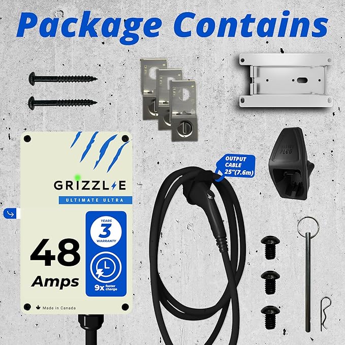 Grizzl-E 48A Ultimate Level 2 Fastest 48A Electric Vehicle (EV) Charger, UL Tested and Certified, Metal Case, Indoor/Outdoor Electric Car Fast Charging Station, Hardwired, Ultra Edition, J1772