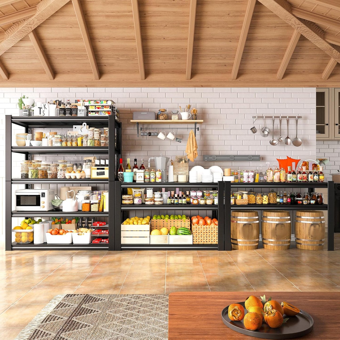 REIBII 40" W Garage Shelving, Heavy Duty Storage Shelves Load 2500LBS, 5-Tier Adjustable Metal Shelving, Garage Shelves for Warehouse, Pantry, Basement, 72" H x 40" W x 18" D, 2Pack