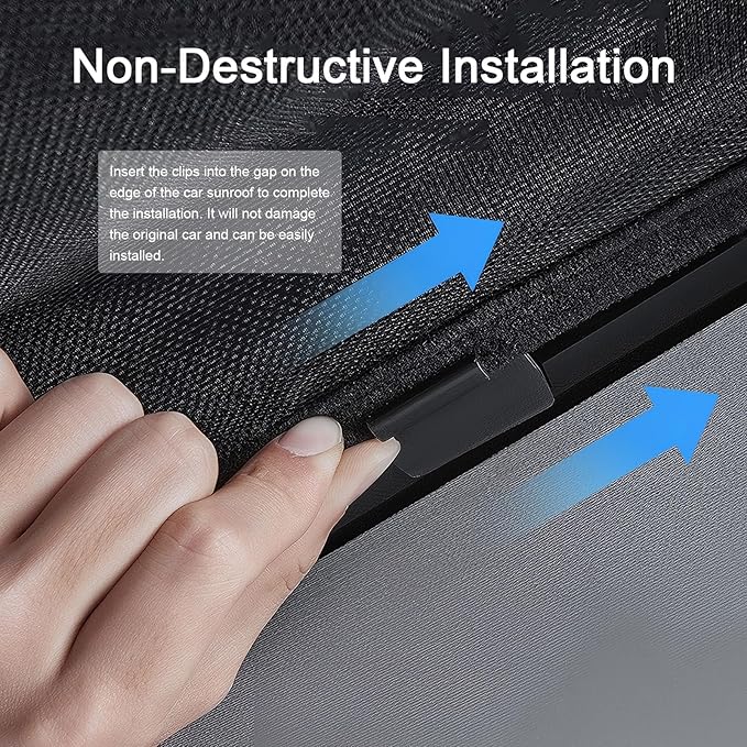 Car Sunroof Sunshade Compatible with Volvo C40 Accessories 2021-2023, One-Piece Glass Roof Sun Shade, Foldable Car Sunshade Roof, Sunroof Cover, Sun UV Protection