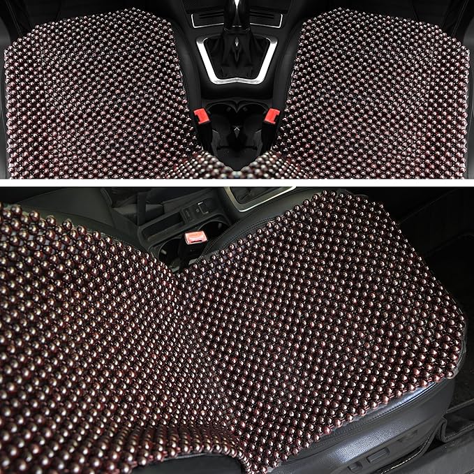 LACDL Beaded Car Seat Covers for Cars, Cooling Bead Seat Cover for Trucks & SUVs - Auto Ventilated Seat Cooler Pad, Natural Wood Breathable Beads - Sweat Protector for Summer, Dark Red
