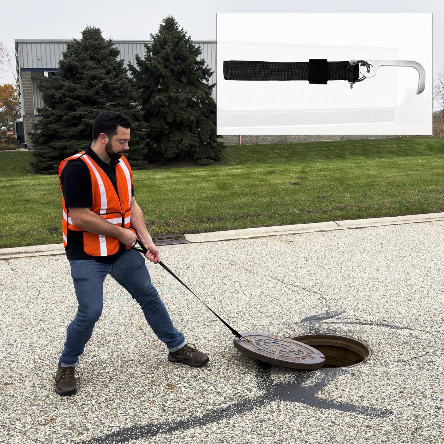 T&T Tools Lid Sling Hook (Long Hook 2 Inch Style) - Lift Manhole Covers & Storm Drain Cover, Versatile Lifting Hooks, Rigid Steel Tool Hook for Moving