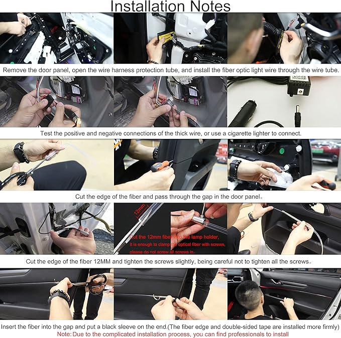 Car Ambient Lighting Kit 64 Colors Multicoloured Music Optic Fiber RF Remote + APP Control Car DIY Decorative Atmosphere Lighting DC 12V 1W 8m