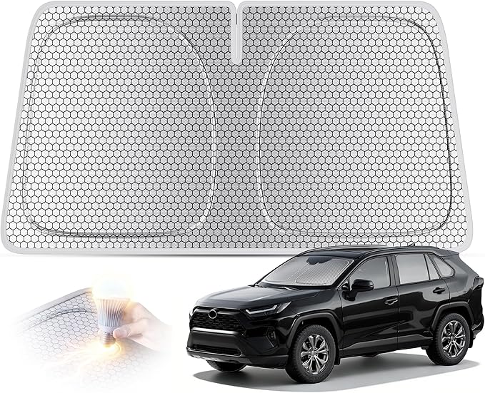 helloleiboo Graphene Car Windshield Sun Shade โ 57" x 31" Foldable Car Sun Shade, Advanced Heat Absorption & UV Protection, Universal Fit for Cars, SUVs & Trucks