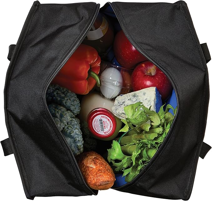 PackIt Freezable Grocery Tote, with EcoFreeze Technology, Foldable, Reusable, Zip Closure, Dual Handles