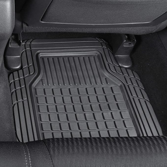 Motor Trend FlexTough Rubber Car Floor Mats and Rear Cargo Trunk Liner Mat, Full Set Trim-to-Fit Performance Heavy Duty Auto SUVs Trucks Cars Vans, Non-Slip Deep Dish Grid Weatherproof Waterproof