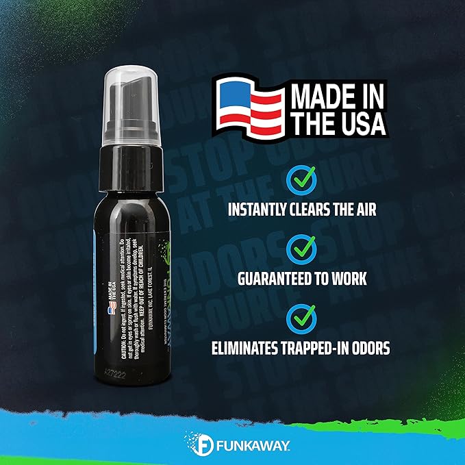 FunkAway 420 Pump Spray, 1 oz., Eliminate Extreme 420 Odors in the Air, Ideal for Refreshing Cars, Bathrooms, Basements and Dorm Rooms; Travel Size for On The Go (Pack of 2)