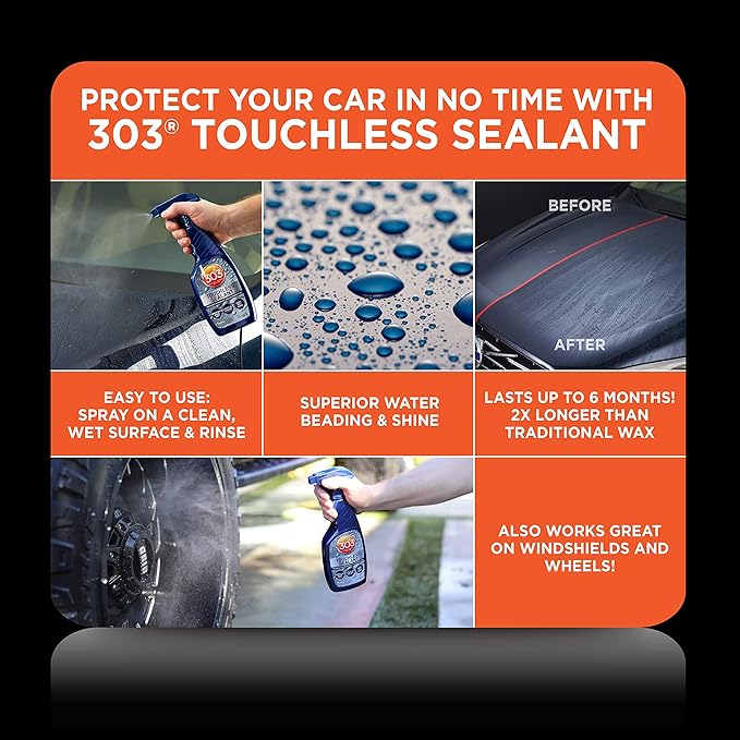 303 Products Touchless Sealant - SiO2 Technology - Water Activated Paint and Glass Protection - Spray On, Rinse Off, Refill for Trigger Spray Bottle,1 Gallon (Pack of 4), 30399