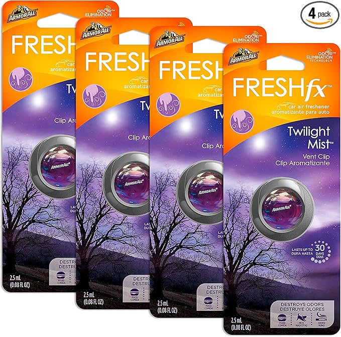 Armor All FRESH fx Car Air Freshener Vent Clip – Twilight Mist Scent (0.08 fluid ounces) (4 Pack)