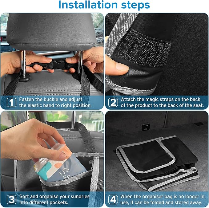 Car Trunk Organizer Storage Bag for Chevy Chevrolet Equinox Traverse Trax Tahoe Trailblazer Suburban Express LS LT RS SUV accessories, Waterproof Hanging Collapsible Backseat Bag