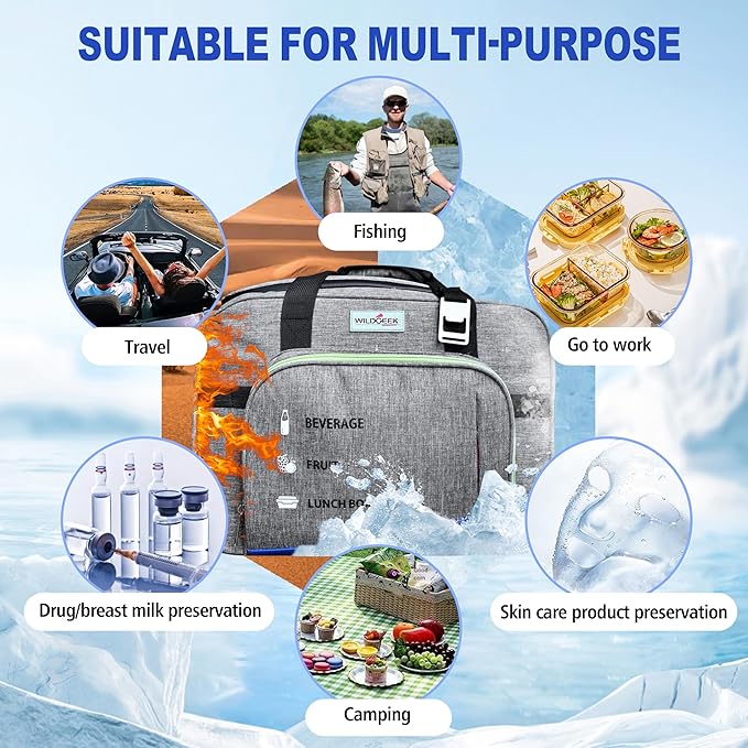 26Q Portable Electric Car Cooler Bag with Active Cooling, Dual Zones, and 38dB Silent - 3 Layer Insulated Temperature Buffer for Road Travel, Camping, Gift