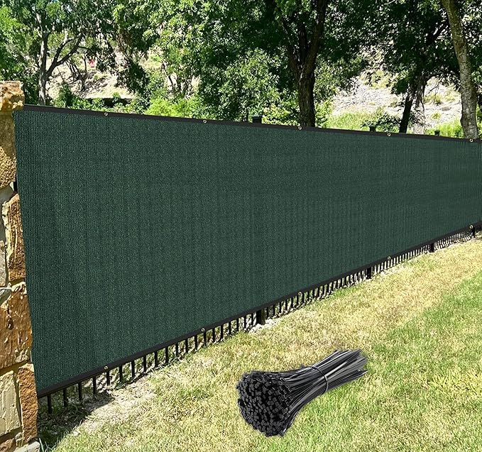 Windscreen4less Privacy Fence Screen Heavy Duty Windscreen Fencing Mesh Fabric Shade Net Cover with Brass Grommtes for Outdoor Wall Garden Yard Pool Deck, 8'x175' Green