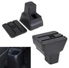 AULPHIKE Compatible with Nissan Versa Armrest 2020-2024 Car Center Console Organizer Armrests Double Layer Storage with 3 USB（Black）