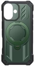 FNTCASE for iPhone 17 Phone Case: [360 Spin Magnetic Ring Kickstand] [Compatible for MagSafe] [Screen Protector] Heavy Duty Military Grade Protection Protective Phone Case with Stand Green