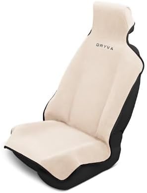 DryvaSeat - Premium Microfiber Towel Car Seat Cover - Waterproof & Sweatproof - Universal Fit, Machine Washable, Non-Slip - Seat Protector for Car, Truck, SUV, Van (Beige, 1 Pack)