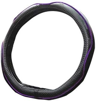 Mayco Bell Flat Bottom Steering Wheel Cover Anti-Slip,Safety,Soft,Breathable,Durable,Full Surround,Comfortable Grip Microfiber Leather (D Shape, Black Purple)
