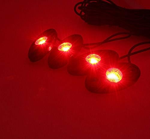 4 Pods LED Rock Light for Jeep ATV SUV Offroad Car Truck Boat Underbody Glow Trail Rig Lamp Underglow LED Neon Lights Waterproof 12V 24V - Red