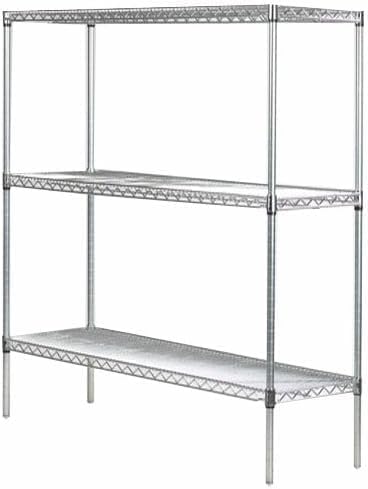 Omega Stainless Steel Shelves, 24" Deep x 60" Wide x 34" High 3 Tier Heavy Duty Wire Shelving Unit for Kitchen Garage Office Restaurant Warehouse 800-lb Per Shelf Weight Capacity