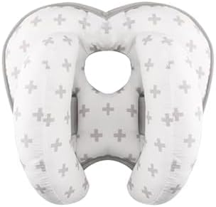 KAKIBLIN Baby Neck Pillow for Head, 2 in 1 Travel Pillow Baby Car Seat Head Support Banana Neck Pillows for Infants Small Boys and Girls,Support for Stroller, Grey Cross