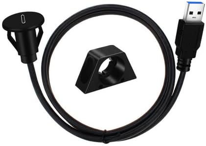 zdyCGTime USB C to USB 3.0 A Threaded Flush Mount Waterproof Cable Adapter USB 3.0 Male to USB C Female Panel Mount Extension Cable, for Car Boat Truck Yacht Motorcycle, (1.5M/5Ft)