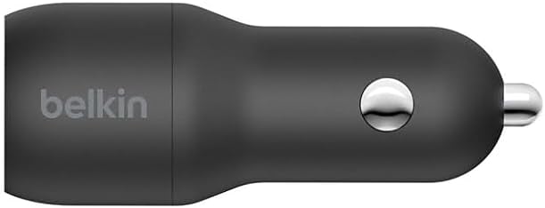 Belkin 24 Watt Dual USB Car Charger - 2 12W USB A Ports with Fast Charging for Apple iPhone 14, 14 Pro, 14 Pro Max, iPhone 13, 13 Pro, 13 Pro Max, Samsung Galaxy, AirPods & More - USB-C Charger