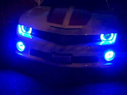 iJDMTOY 7-Color RGB LED Halo Ring Lighting Kit Compatible with 2010-2015 Chevrolet Camaro Reflector Halogen Front Road Illuminating Light Retrofit w/Adjustable Setting