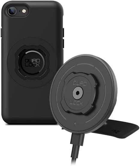 Quad Lock Adhesive Dashboard/Console Car Phone Holder Kit with MAG Wireless Charging Head V2 and MAG Phone Case for iPhone SE (3rd Gen)