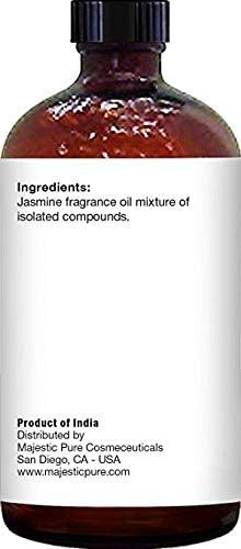 Majestic Pure Essential Oil with Glass Dropper - 100% Pure and Natural - Essential Oils for Diffuser, Aromatherapy, Soap and Candle Making, Jasmine Essential Oil, Jasmine Oil, 4 Fl Oz (Pack of 2)