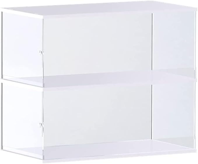 Choowin 2 Layer Acrylic Display Case for Lego Cars (McLaren P1, Ferrari SP3, Bugatti Chiron, Porsche 911, Lamborghini) & 1/8 Diecast Cars - Dustproof Assemble Display Case with Door (White)
