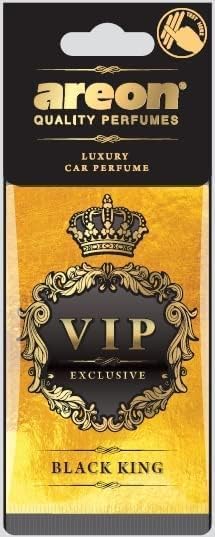 AREON VIP - Hanging Cardboard Air Freshener for Car, Home & Office - Premium Cologne Perfume with Natural Fragrances - Long Lasting, Fresh, Luxurious Scent - Stylish Design - Black King, Pack of 3