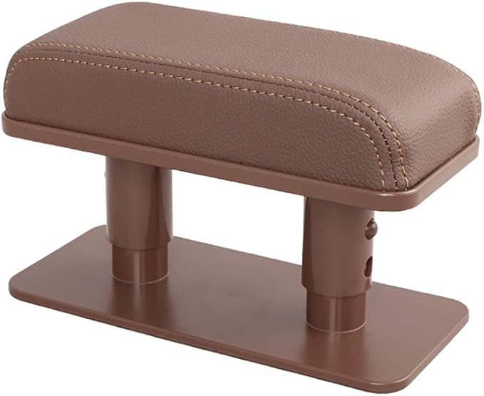 JEYODA Car Armrest Pad, Left Elbow Support, General Leather Booster Pad, Central Armrest Box, Adjustable Armrest (Brown)