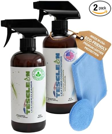 Tesla Leather Seat Cleaner & Conditioner, Made in the USA, Tesla Cleaning Kit Interior V egan Conditioner Electric Vehicle Interiors, Fits Model S, 3, X, Y (2026), Includes Microfiber Cloth & Sponge
