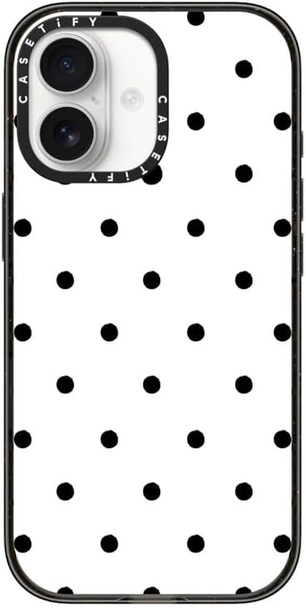 CASETiFY Impact iPhone 17 Case [Slim/Compatible with Magsafe / 8.2 ft. 4X Military Grade Drop Protection] - Classic Dottie - Blank Slate - Clear Black