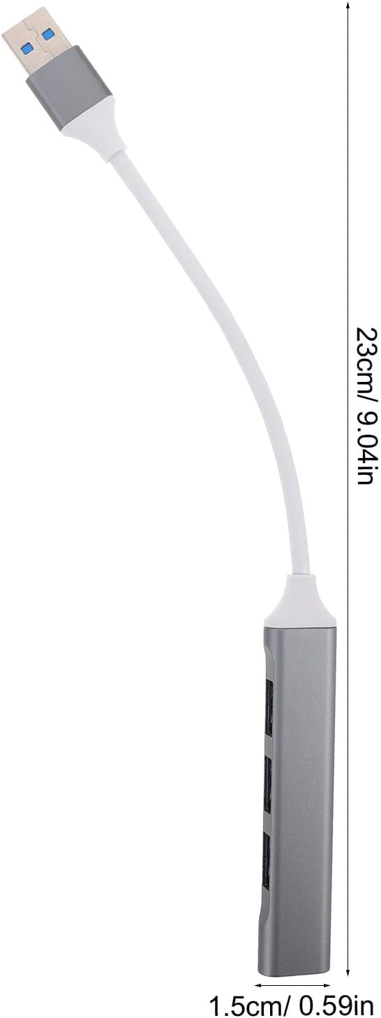USB Multiport Hub Splitter with 4 USB Ports for Laptop and Car Use in Space Gray with Packaging Box for Multiple Devices