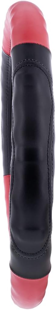 United Pacific 70406 18" Two Tone Steering Wheel Cover, Engineered Leather Construction, Euro Style, Large Grip – ONE Steering Wheel Cover – Black & Red