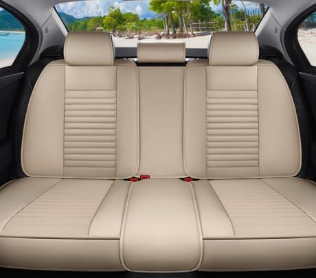 Back Seat Covers Fit for Toyota Prius 2001-2026, Car Seat Covers Back Seats, Breathable Faux Leather Automotive Seat Covers Back Pair Anti-Slip Seat Cover(Beige, Back)