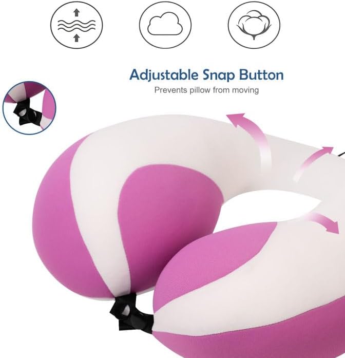 MOOB Travel Pillow for Kids, Traveling Gifts for Toddler & Children U-Shape Car Seat Head Travel Neck Pillow, Kids Neck Pillow for Car Headrest Purple