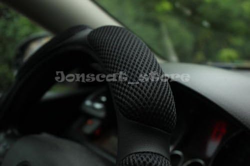 Steering Wheel Cover -Odorless, Cooler Hands in Summer, Warmer Hands in Winter (Black)