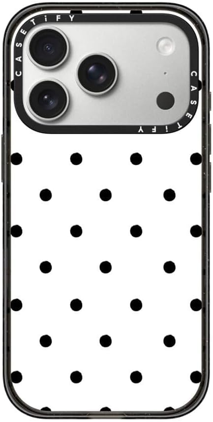 CASETiFY Impact iPhone 17 Pro Case [Slim/Compatible with Magsafe / 8.2 ft. 4X Military Grade Drop Protection] - Classic Dottie - Blank Slate - Clear Black
