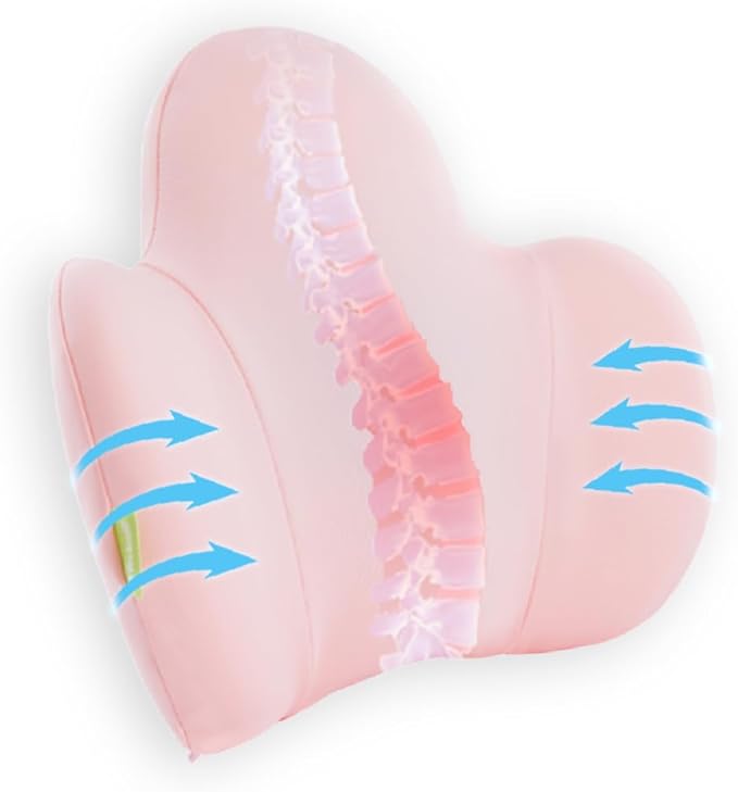 Lumbar Support Pillow for Office Chair, Gaming Chair, Car Driver Seat Back Cushion, Bed & Couch, Gifts for Friends and Parents,Ergonomic Back Support Pillow with Comfortable Memory Foam(Pink)