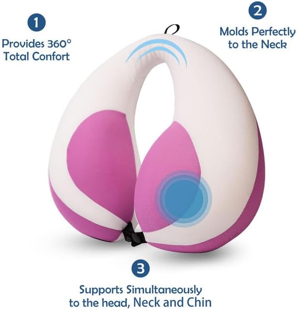 MOOB Travel Pillow for Kids, Traveling Gifts for Toddler & Children U-Shape Car Seat Head Travel Neck Pillow, Kids Neck Pillow for Car Headrest Purple