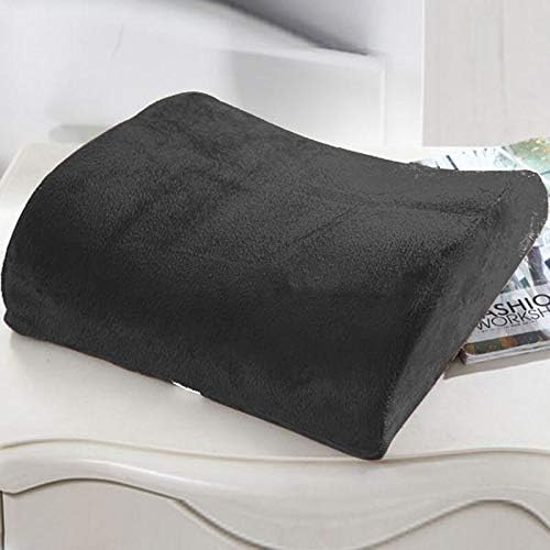 Bookishbunny Comfortable Ergonomic Memory Foam Back Lumbar Support Cushion for Chairs Car Office Home with Removable Soft Velvet Cover (Black)
