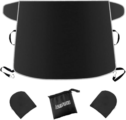 Windshield Snow Cover for Cars, Trucks, Vans - Waterproof, Windproof Winter Frost and Ice Removal Sunshade With Side Mirror Covers