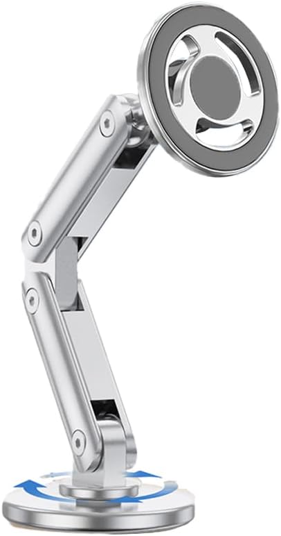 Magnetic Cell Phone Holder Universal 360 Rotation Adjustable Foldable Rotating Magnetic Holder Car Phone Bracket Magnet Mount (Silver)