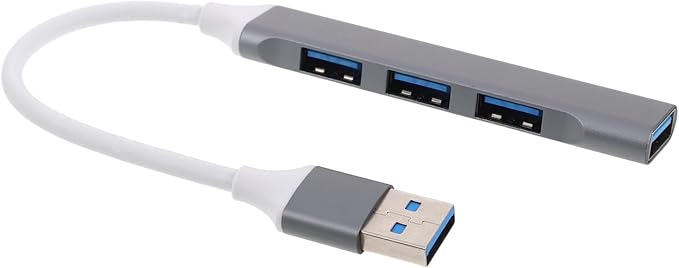 USB Hub Multi-Port Expander for Laptop and PC with USB Extender Cable Dark Gray for Keyboard Mouse and Gaming Accessories for Desk and Car Use