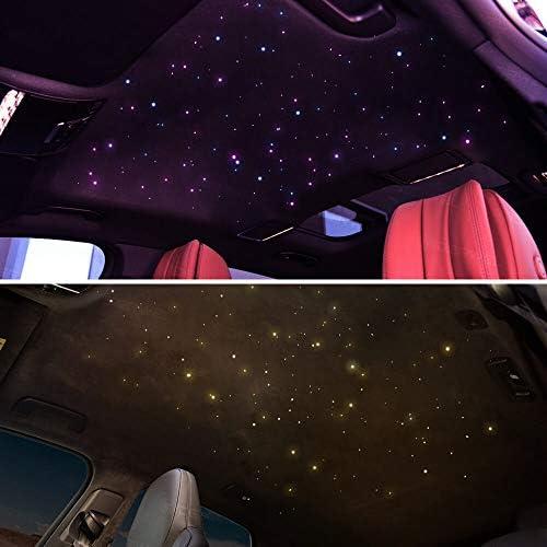GIDERWEL Fiber Optic Light for Car/Ceiling Star Lighting,Music/APP Control Starlight Headliner Kit,Car Atmosphere Lamp with RF Remote 200pcs 0.03in 6.5ft Fiber Cable RGBW LED Light Engine