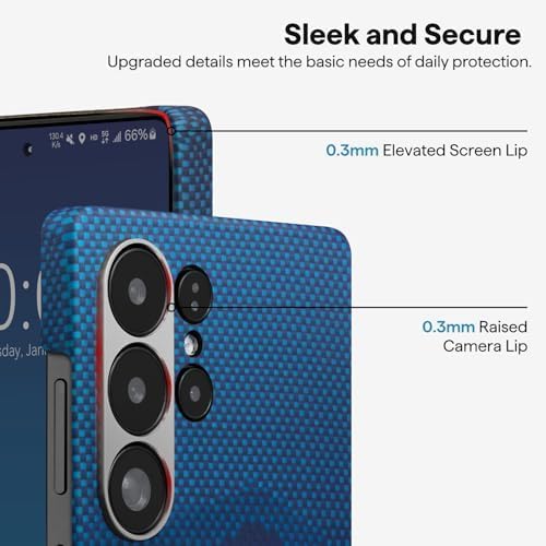 pitaka for S25 Ultra Case 6.9 Inch, Compatible with MagSafe, Slim & Light Samsung Galaxy S25 Ultra Case, 1500D Aramid Fiber Made [Tactile Woven Case - Over the Horizon]