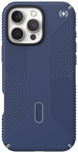 Speck Presidio 2 Grip iPhone 16 Pro Max Case - MagSafe and ClickLock - Slim Coastal Blue/Dust Grey