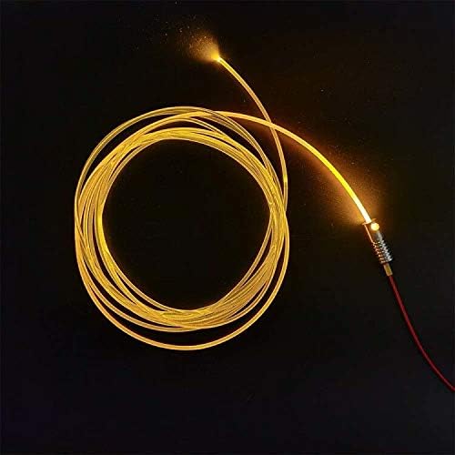 3mm 5meters/16ft PMMA Optic Fiber Cable Side Glow with 12V 1.5W LED Aluminum Illuminator Light Source for Home Car DIY (Yellow)